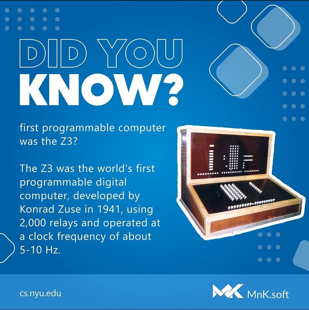 Meet the OG of computers: Z3, born in 1941. 🕰️ Konrad Zuse's masterpiece, the world's first programmable digital computer! 🚀💻 #TechHistory #Z3Computer #InnovationTrailblazer #didyouknowfacts #techfacts