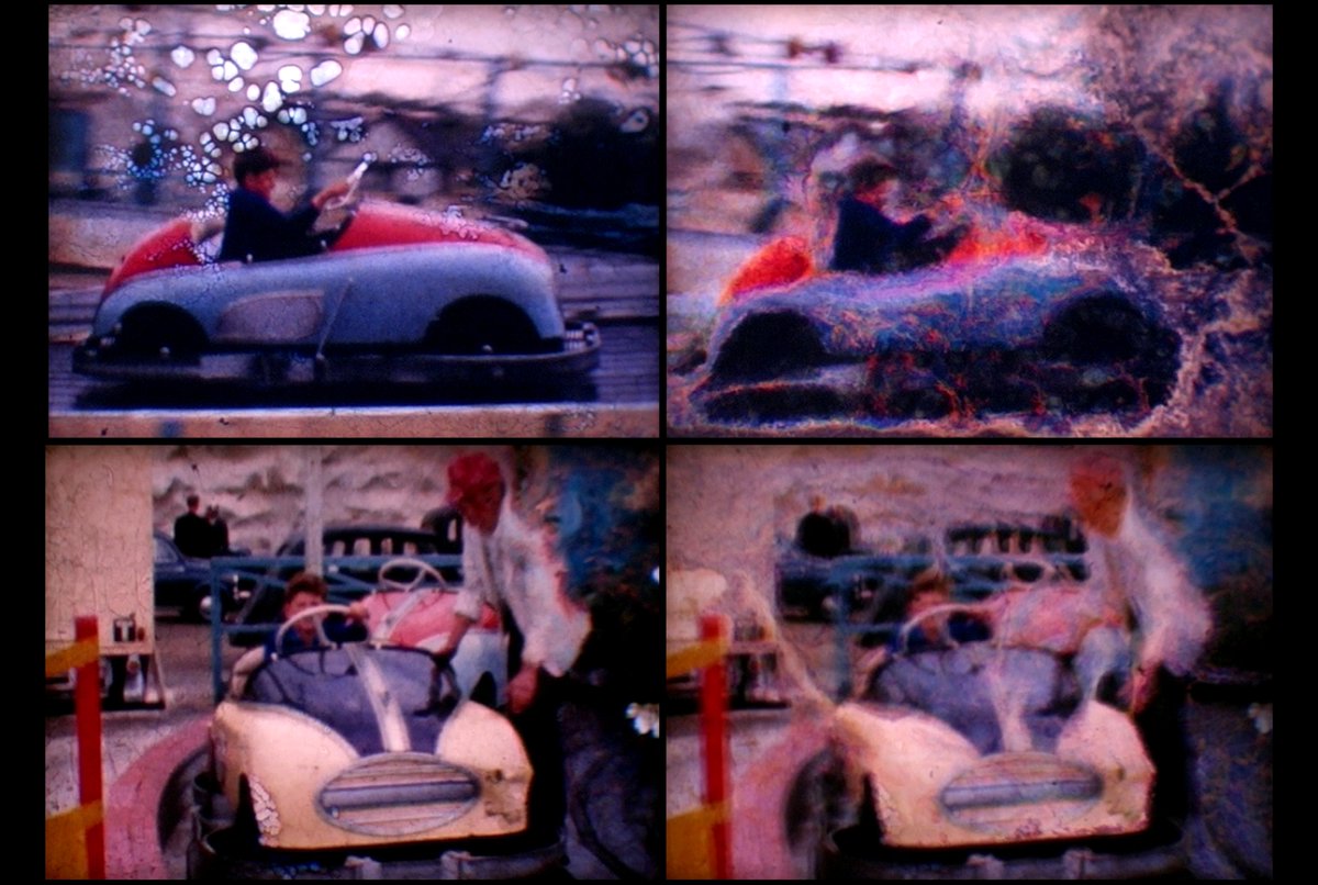 New short experimental film Driving Into Decay, is made from deteriorated standard 8mm home movie found footage, and features a specially composed electronic music soundtrack. An excerpt of it is here: youtu.be/DGZsD65MlIY
