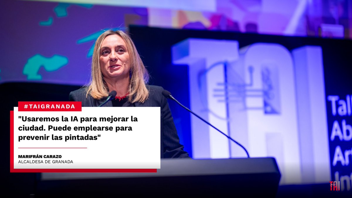 ▶ #TAIGranada

🗣️ <a href="/marifrangr/">Marifran Carazo</a>, alcaldesa de #Granada: "La #IA puede mejorar las ciudades con utilidades como prevenir las pintadas" 

🔴 Síguelo en directo: ideal.es/taigranada/dir…