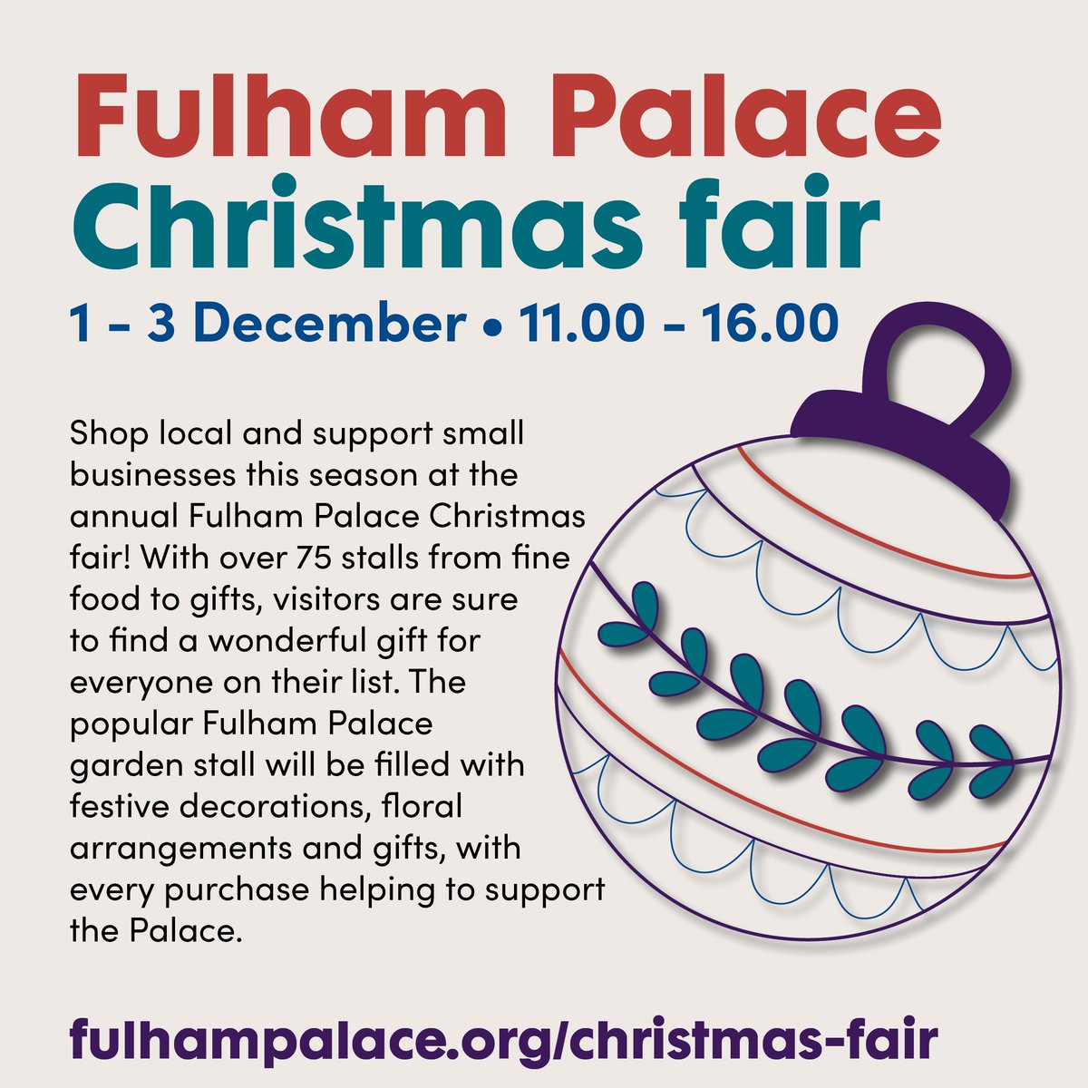 We're getting very Excited. And looking forward to 
welcoming one and all. Christmas Events @Fulham_Palace. #christmasmarket #chrismasfair #fulham #sw6 #fulham #carolsingers #familyactivities
#fulhampalace #giftideas #whatsonlondon #timeoutlondon #bishopoflondon #bishopspalace
