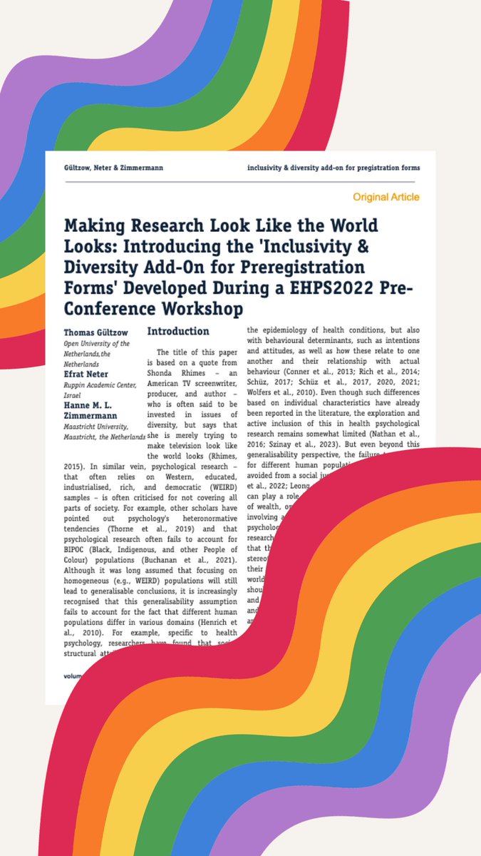 Thomas Gültzow (he/him) 🏳️🌈 (@thomasgultzow) on Twitter photo In an ideal world, health psychology should be diverse & inclusive 🍏🧠🌈
Exciting news! With @ZimmermannHanne & <a href="/NeterEfrat/">Efrat Neter</a>, & support from Gjalt-Jorn Peters & @Chris_Noone_, we've developed a preregistration add-on. Read about it in <a href="/EHPMagazine/">The European Health Psychologist Magazine</a>: ehps.net/ehp/index.php/… In an ideal world, health psychology should be diverse & inclusive 🍏🧠🌈
Exciting news! With @ZimmermannHanne & <a href="/NeterEfrat/">Efrat Neter</a>, & support from Gjalt-Jorn Peters & @Chris_Noone_, we've developed a preregistration add-on. Read about it in <a href="/EHPMagazine/">The European Health Psychologist Magazine</a>: ehps.net/ehp/index.php/…