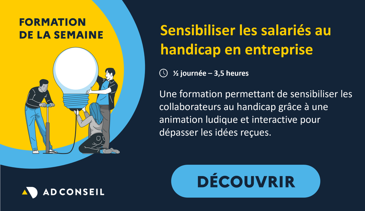 ADCQVT's tweet photo. 📚[Formation de la semaine] Sensibilisez vos équipes pour changer de regard sur le #handicap !

👉Découvrez le programme de la #formation : https://t.co/WZu1NfkyIy

#inclusion #diversité #SEEPH #sensibilisation https://t.co/mo9qx33Puf