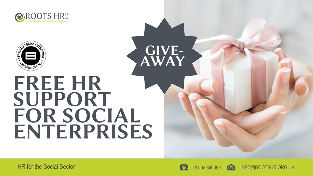 It's #SocialEnterpriseDay!🎉

To celebrate, we're giving away FREE HR support to Social Enterprises🥇

To be in with the chance of winning the 4 free HR hours, enter your details here👇
Apply by 30th Nov 2023
rootshr.org.uk/free-hr-suppor…