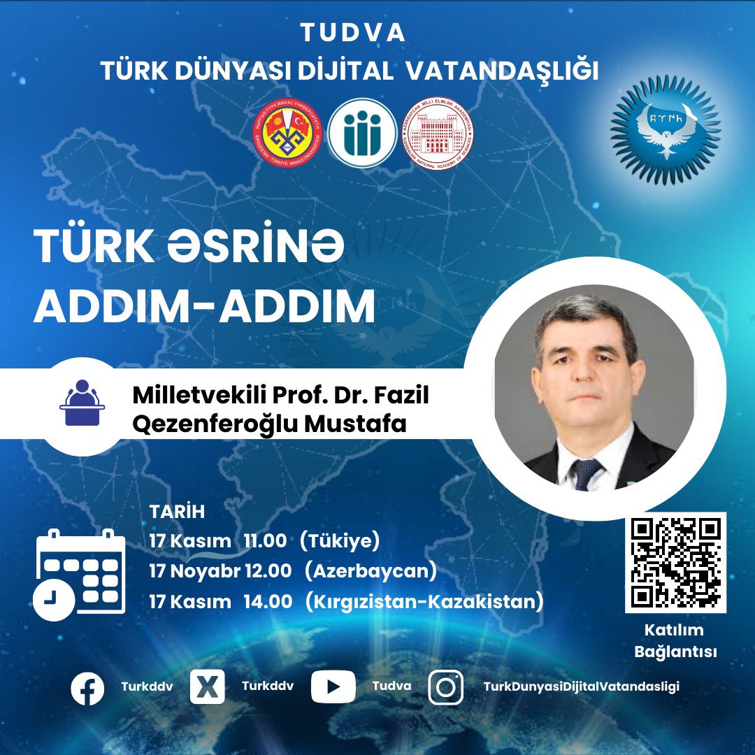 3-hafta: O'rinbosari Prof. Dr. Fazil Qezenferoğlu Mustafa 'Turk asriga qadamma-qadam' mavzusini muhokama qiladi.
#tudva #TürkAsrı #türkəsri