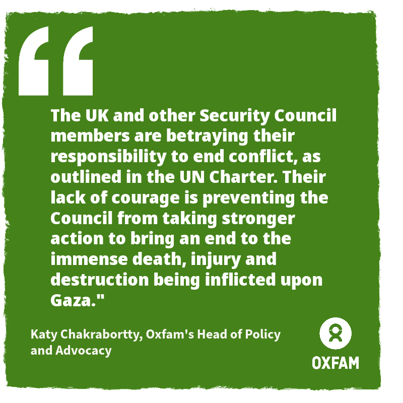 REACTION: Oxfam say UN Security Council resolution calling for extended humanitarian pauses and corridors is progress, but not nearly enough while the violence and siege continue oxfam.org.uk/mc/tym2td/
