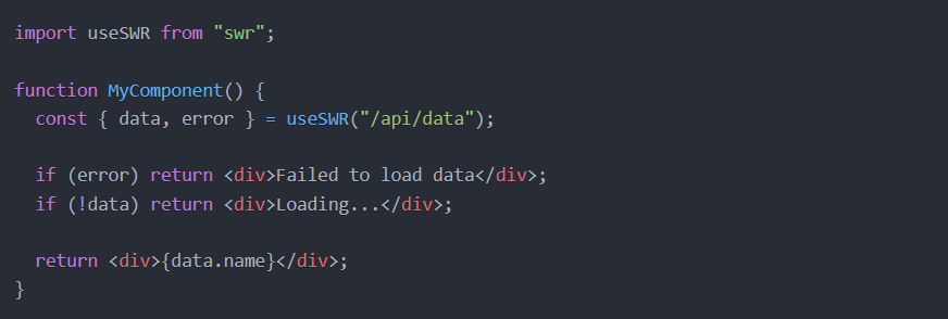 oussamachekir's tweet photo. SWR is a library created by Vercel (the company behind Next.js) that makes it easy to handle data fetching and caching in Next.js. 
You can use SWR by installing the library and importing it into your component like this:
#nextjs #FrontEndDeveloper https://t.co/TjWWmWRqhY