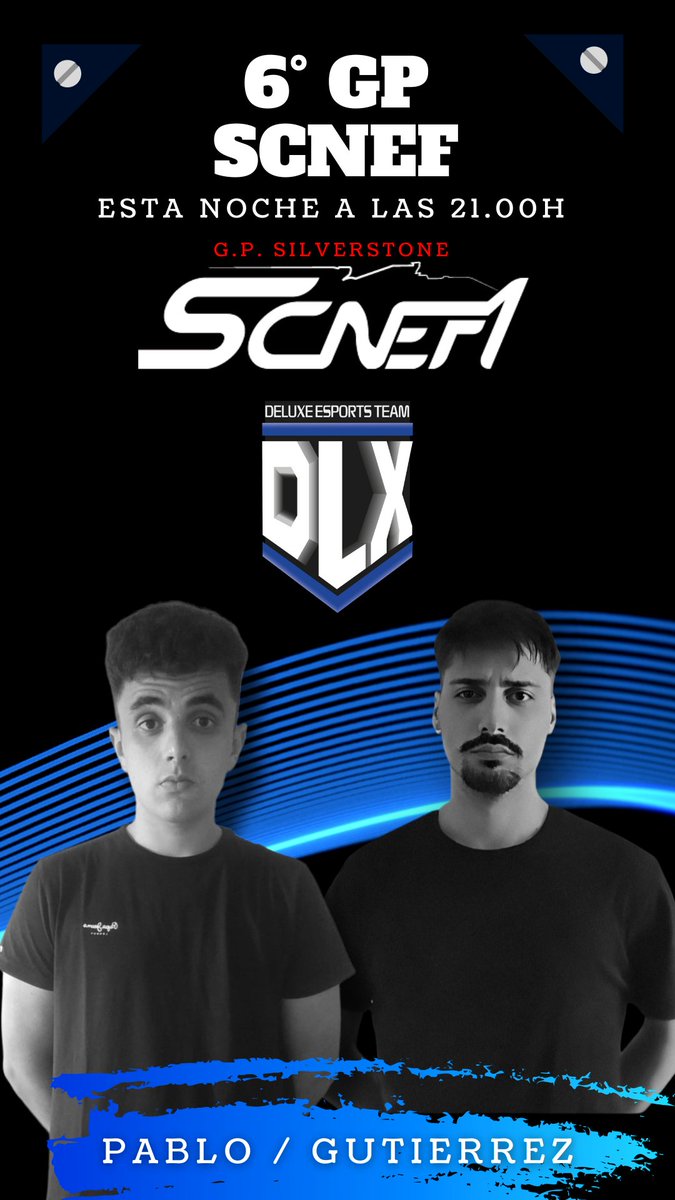 deluxef1esports's tweet photo. Vuelve esta noche el campeonato de España ( SCNEF) @F1Friendscup en su sexta etapa. Llegamos a Silverstone, mitico circuito de la F1.

OS ESPERAMOS https://t.co/NZgMeQ3HVk