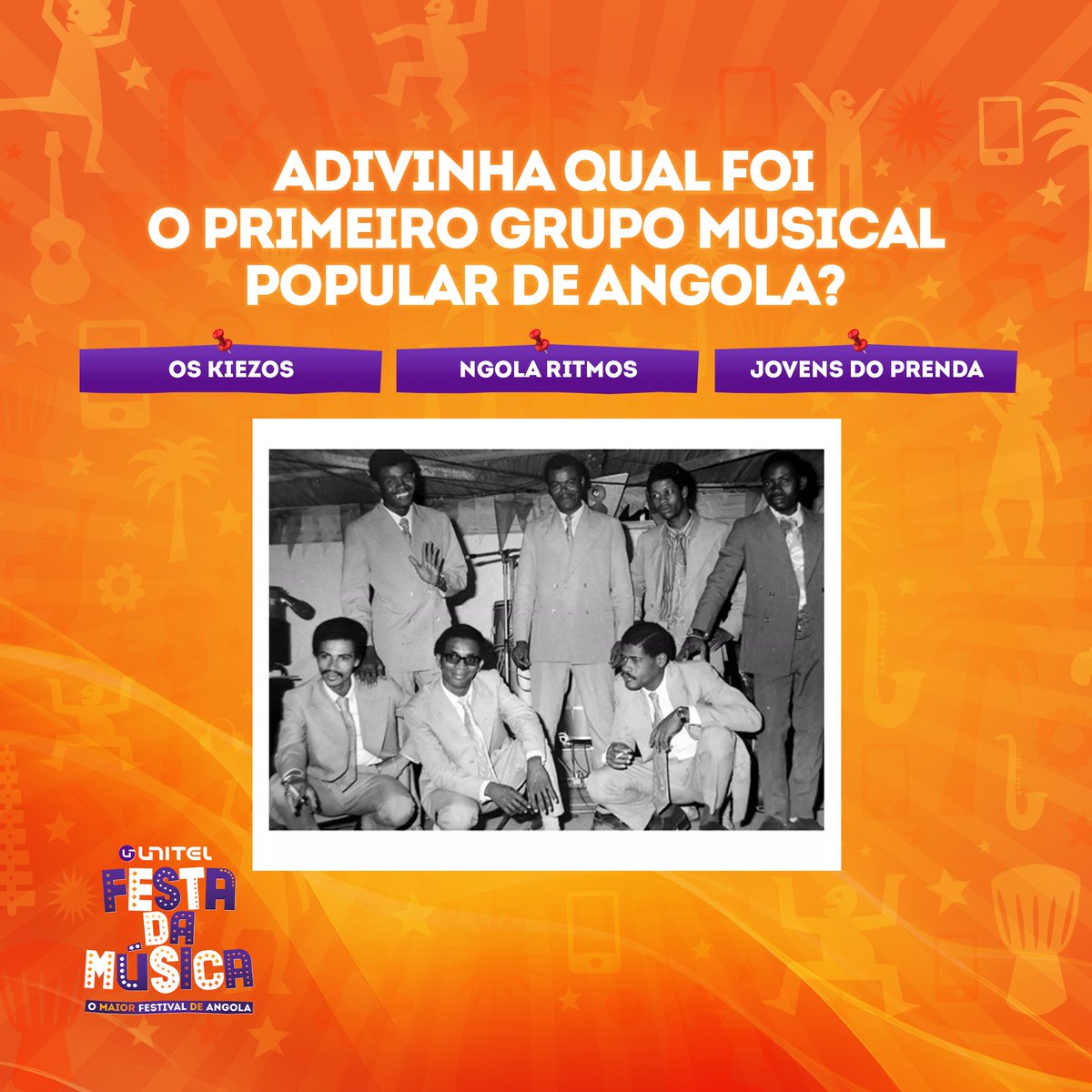 As décadas de 60 e 70 produziram grupos memoráveis da história da música popular angolana, mas será que consegues adivinhar qual foi o nosso primeiro grupo musical?

Deixa nos comentários a tua resposta. 🤔

#Unitel #FestadaMusica #Senteaonda #Segueaonda
#UnitelAngola
#Angola