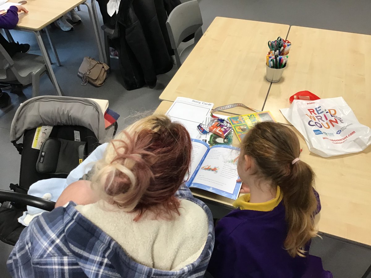 TollbraePS's tweet image. Games and Grub with some of our Primary 3 pupils and parents, introducing this year’s #ReadWriteCount books and activities. @scottishbktrust