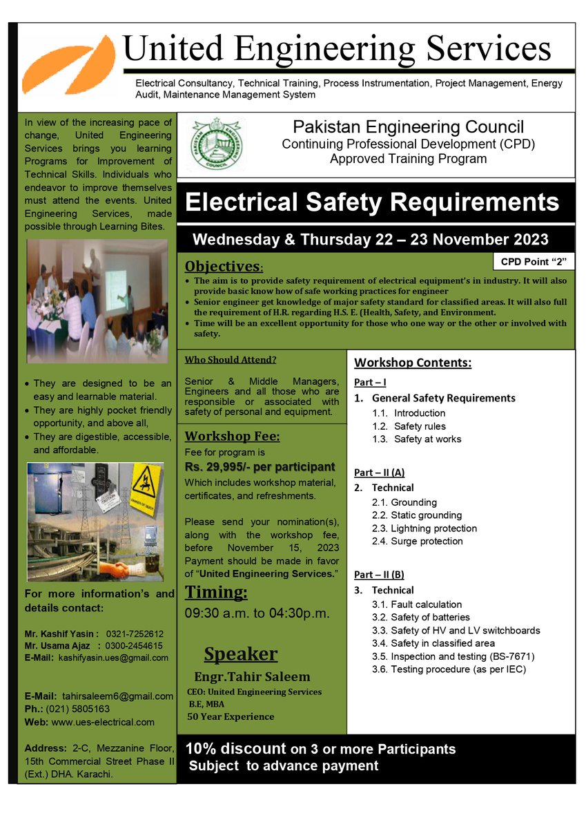 UESOFFICIAL's tweet photo. Registration Open for "Electrical Safety Requirements" Training Workshop
.
.
.
#registration  @open #Electrical  #safety 
#requirements #training #workshop https://t.co/cPJj05gzlI