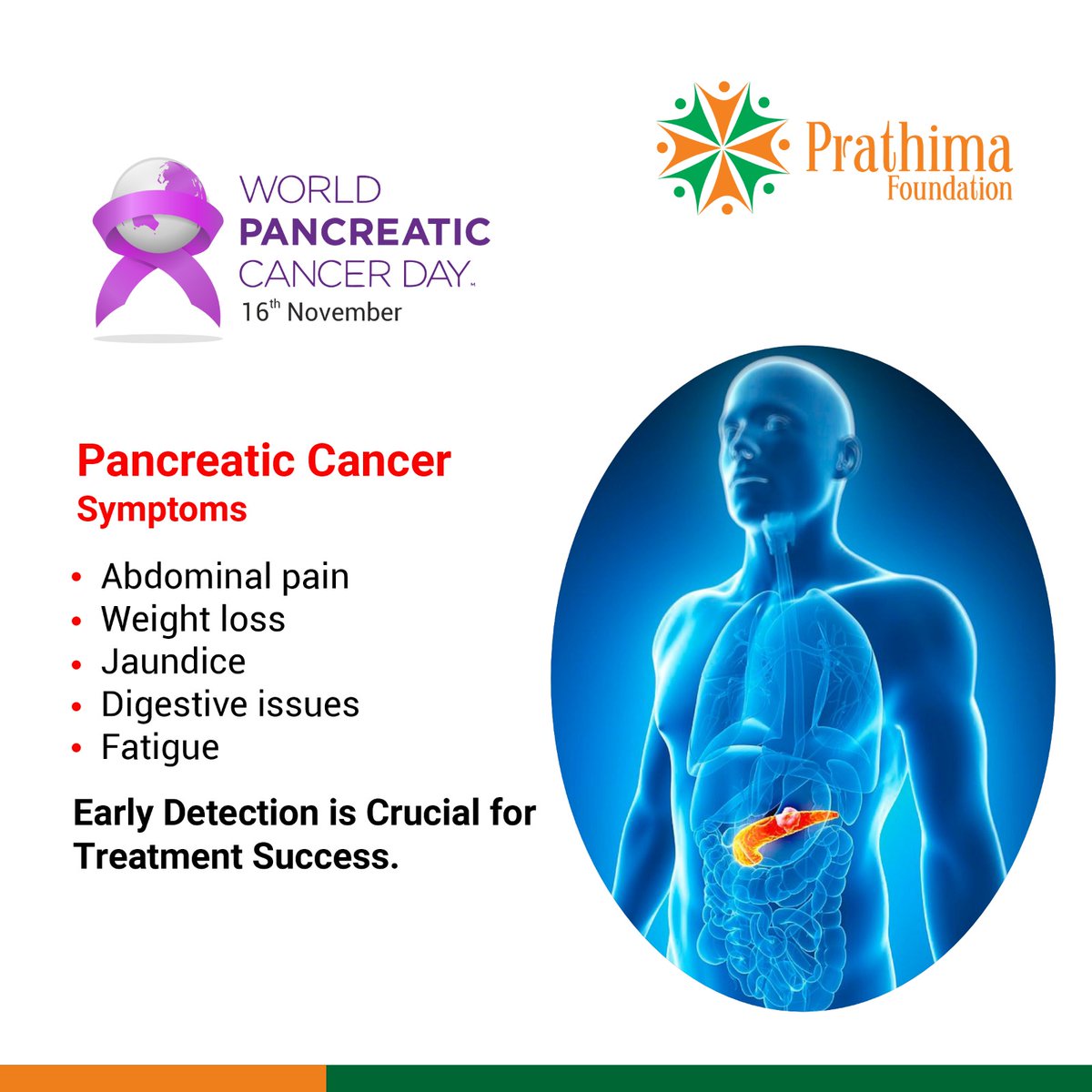 Know the Pancreatic Cancer Symptoms

#WorldPancreaticCancerDay #DemandBetter #PancreaticCancerAwareness #WageHope #PurpleHope #PancreaticCancerWarriors #FightPancreaticCancer #EarlyDetectionSavesLives #PancreaticCancerResearch #PurpleRibbon #prathimafpundation #prathima #PF