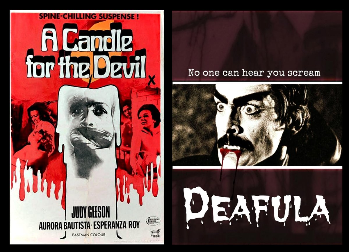 The Weird Cineclub of the Diabolical Dr.Carelli is here to help you recreate a variety of double features at home: A candle for the Devil (E.Martin, 1973) and Deafula (P.Wolf, 1975) @PopHorrorNews @BDisgusting @PromoteHorror @MrHorror @ThisIsHorror @PromotionHorror @byHoRRoR