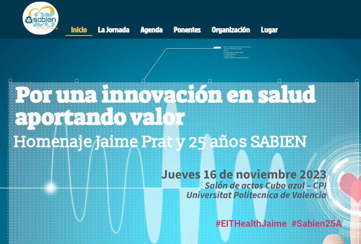 + de 140 inscritos en la Jornada Por una innovacion en salud aportando valor.Hoy en la UPV #EITHealthJaime #Sabien25A Streaming disponible en sabienevents.webs.upv.es/por-una-innova… Solo podemos decir gracias a <a href="/EIT_Health_es/">EIT Health Spain</a> <a href="/ibv_org/">Instituto de Biomecánica (IBV)</a> <a href="/itacaUPV/">ITACA Institute</a> <a href="/AQuAScat/">AQuAS</a> <a href="/La_UPM/">Universidad Politécnica de Madrid</a> <a href="/dexcom/">Dexcom</a> <a href="/EITHealth/">EIT Health</a> <a href="/GVAsanitat/">GVA Sanitat</a>