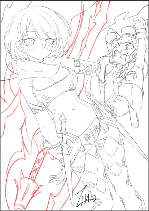 暇な時、友達と一緒にモンスターハンターをやっていた。これは自分のキャラクターです
When I was free, I played Monster hunter with my friends together and this is my character!
#落書き 