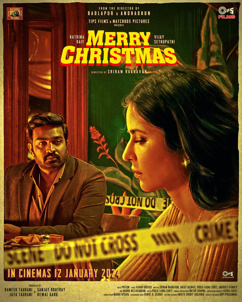 taran_adarsh's tweet photo. KATRINA KAIF - VIJAY SETHUPATHI: ‘MERRY CHRISTMAS’ TO NOW ARRIVE ON 12 JAN 2024... 12 Jan 2024 is the new release date of #MerryChristmas, which teams #KatrinaKaif and #VijaySethupathi for the first time… #NewPosters…

“We have made this film with a lot of love and passion, like every filmmaker does. However, with back-to-back movie releases and packed last two months of 2023, we have taken the decision to bring our film to theatres on 12 Jan 2024”, the official statement reads.

#MerryChristmas - directed by #SriramRaghavan - is shot in two languages [#Hindi and #Tamil], with different supporting actors.

Produced by #RameshTaurani, #JayaTaurani, #SanjayRoutray and #KewalGarg.
#TipsFilms #MatchboxPictures