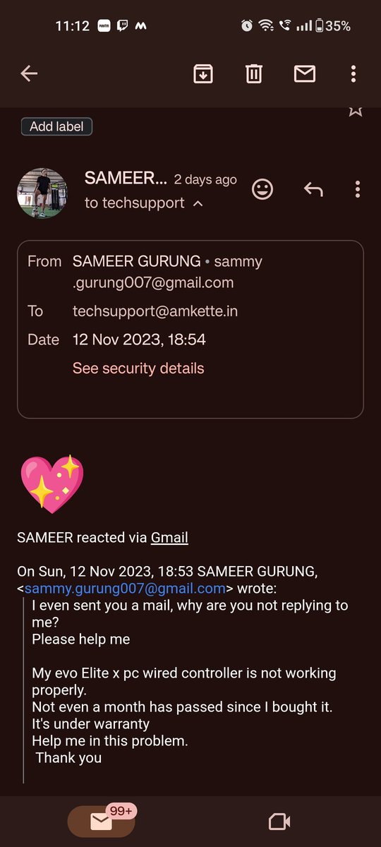 sameer_G95's tweet photo. @AmketteOfficial Your team does nothing sir, I have submitted a request to them a long time ago but they have not yet taken any action on it! https://t.co/gE8Lxtf5yO