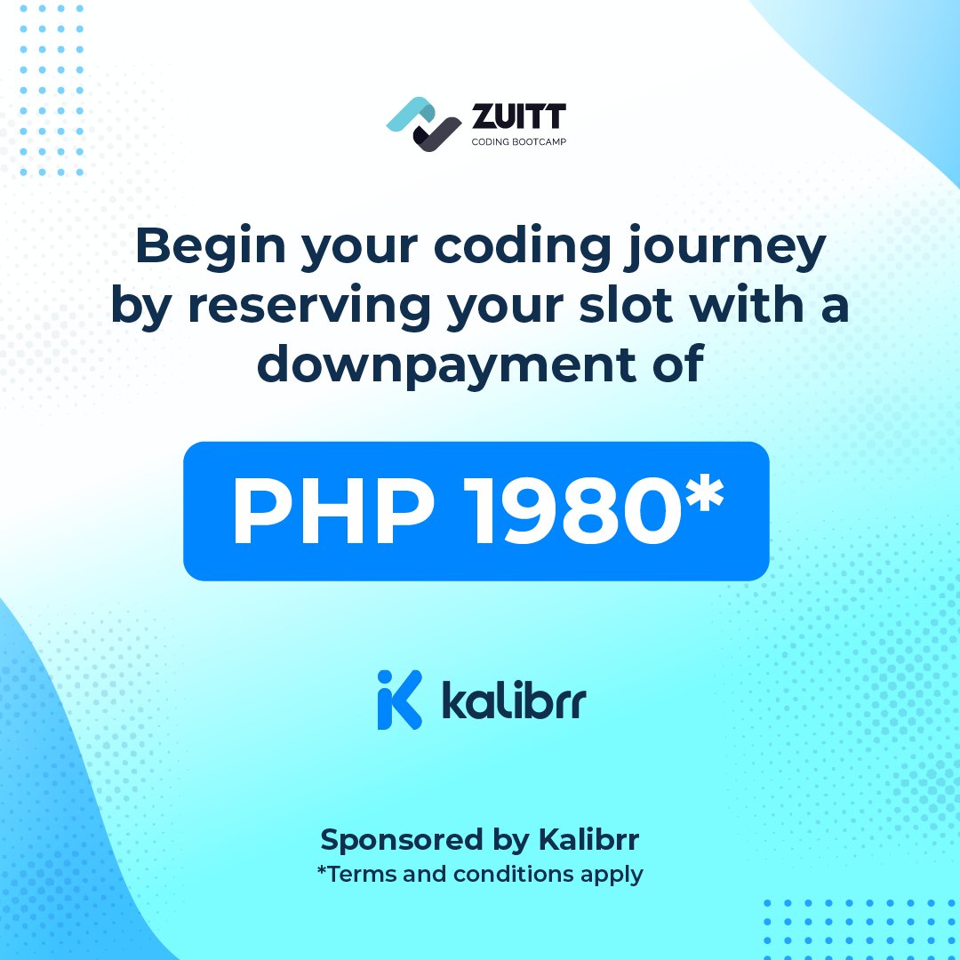 zuittco's tweet image. 💡 Why Choose Our Study Now, Pay Later Program?
Book your live consultation for more details: codenow.zuitt.co/StudyNowPayLat…
*Terms and conditions apply
#ZuittCodingBootcamp #CodeYourFuture #codingph #codinglife #coding #programminghelp #Kalibrr #CodingJourney