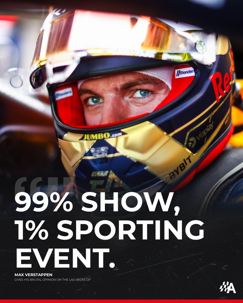 autosport's tweet image. Max Verstappen made it very clear he is not a fan of the show surrounding the #LasVegasGP 👀

Do you agree with the triple world champ? 🤔

#F1