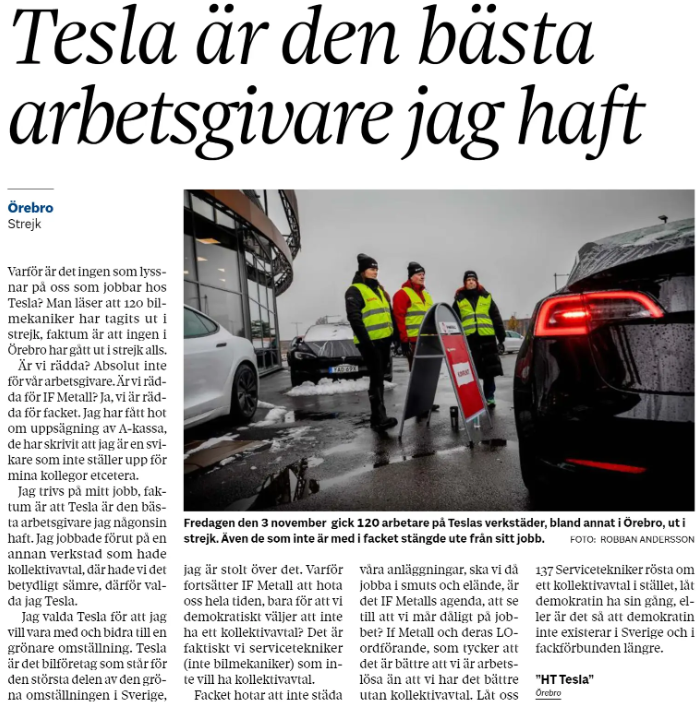ahesselbom's tweet photo. Från dagens NA. Skönt att få höra en arbetares perspektiv, för en gång skull. Vad journalisterna tycker, vet vi ju redan. #Tesla https://t.co/AKeMt4GgV2