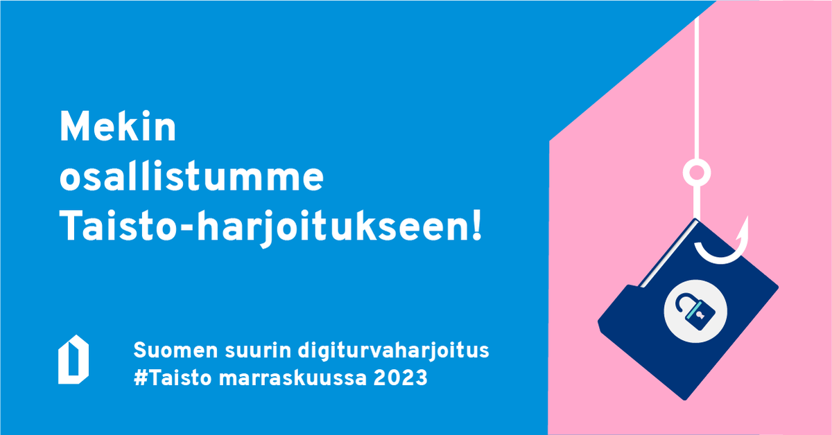 Olemme mukana #Taisto-harjoituksessa. Suomen suurin digiturvaharjoitus on hieno mahdollisuus harjoitella, testata ja kehittää digiturvan toimintamalleja. Lue lisää: dvv.fi/taisto <a href="/DVVfi/">Digi- ja väestötietovirasto</a> 
#osaaminen #digiturva #ammatillinenkoulutus