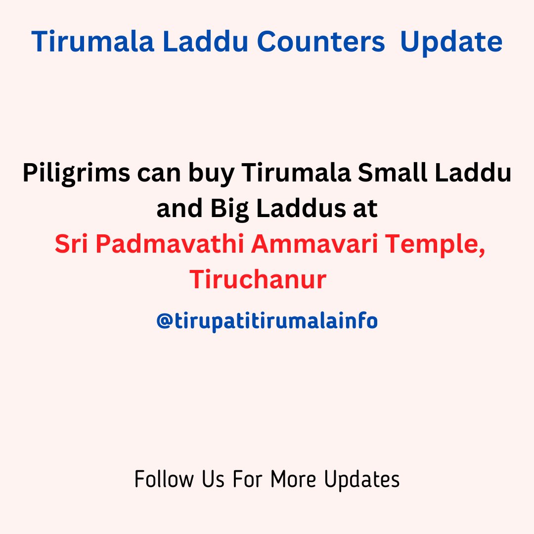 tirupati_info's tweet photo. Tirumala Laddu Counters Upadate
#ttd #tirumala #PAT #tiruchanur #ladducounter #November #brahmotsavams https://t.co/eu0XDL15oV