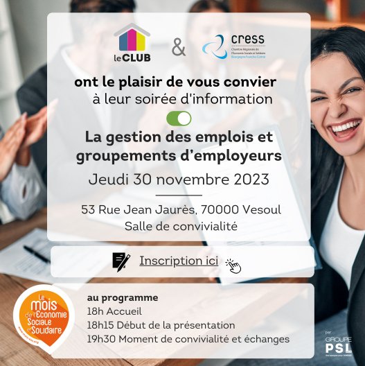 JPhilippebrun's tweet photo. [#Ess - #MoisEss23] @CressBFC : "La gestion des emplois et #groupements d'employeurs de l'#Ess", le je. 30/11 à @Vesoul_and_co (70) ➡️ https://t.co/UC31Fkrn64 cc @LaHauteSaone @bfc_region @mois_ESS ⤵️ https://t.co/BZanmUHF2P
