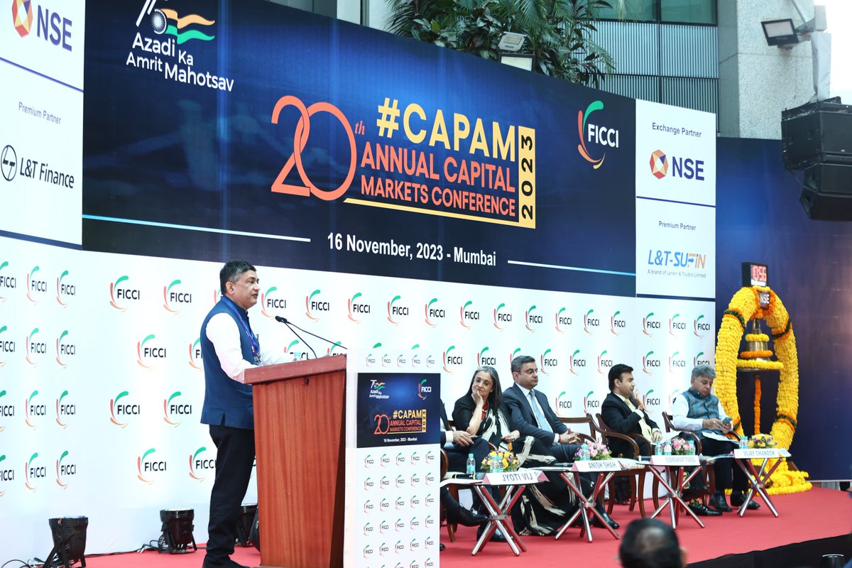 NSEIndia's tweet photo. Our MD and CEO Shri @ashishchauhan addressing at the 20th Annual Capital Markets Conference, CAPAM 2023 organised by @ficci_india at our exchange @nseindia today.
#NSE #CapitalMarkets #FICCI #CAPAM2023 https://t.co/vUfWEDNL2m