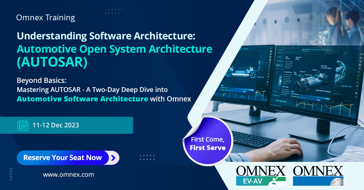 omnexindia's tweet image. 𝐔𝐧𝐥𝐨𝐜𝐤𝐢𝐧𝐠 𝐀𝐮𝐭𝐨𝐦𝐨𝐭𝐢𝐯𝐞 𝐈𝐧𝐧𝐨𝐯𝐚𝐭𝐢𝐨𝐧 𝐰𝐢𝐭𝐡 𝐀𝐔𝐓𝐎𝐒𝐀𝐑

Understanding Software Architecture: Automotive Open System Architecture (AUTOSAR)
Date: Dec 11-12, 2023
Enroll Now: hubs.li/Q0293Xdk0

#AUTOSAR #AUTOSARCommunity #AutomotiveArchitecture