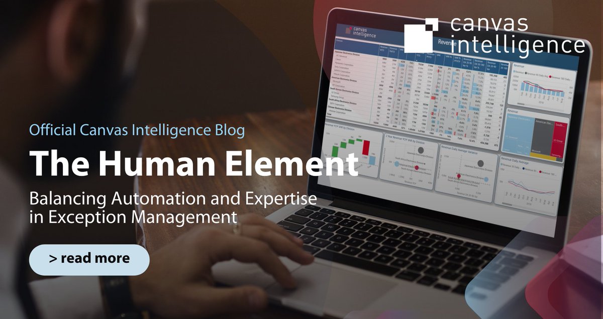 CanvasBI's tweet image. In the complex world of data-driven decision making, automation leads with precision, but the human element guides with insight.

Discover the irreplaceable value of human intuition in the era of AI: bit.ly/40ot6Nq

#ExceptionManagement #HumanElement #CanvasIntelligence