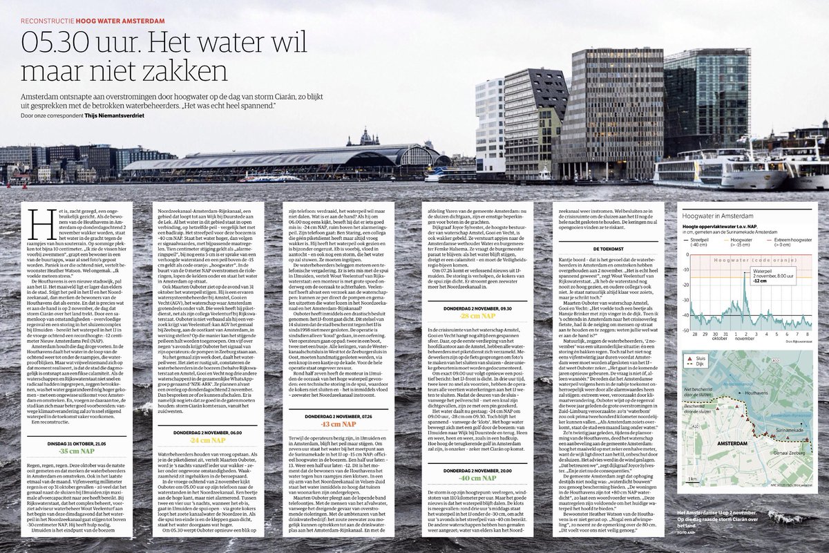 #HoogWater | Het is 5.30 uur. Het water wil maar niet zakken💧Hoe A’dam ontsnapte aan overstromingen bij de storm Ciarán. NRC spreekt met Maarten Ouboter (waterschap AGV) en anderen