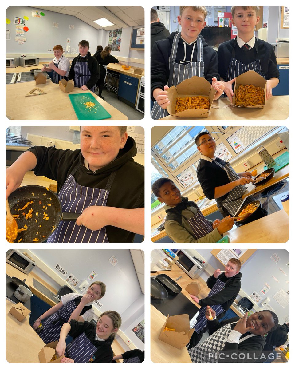 S2 enjoying their Cajun Chicken Pasta! Most left with full tummies and empty containers, sorry to parents/carers who will not be trying any of this. @LochendHigh #cookingisfun