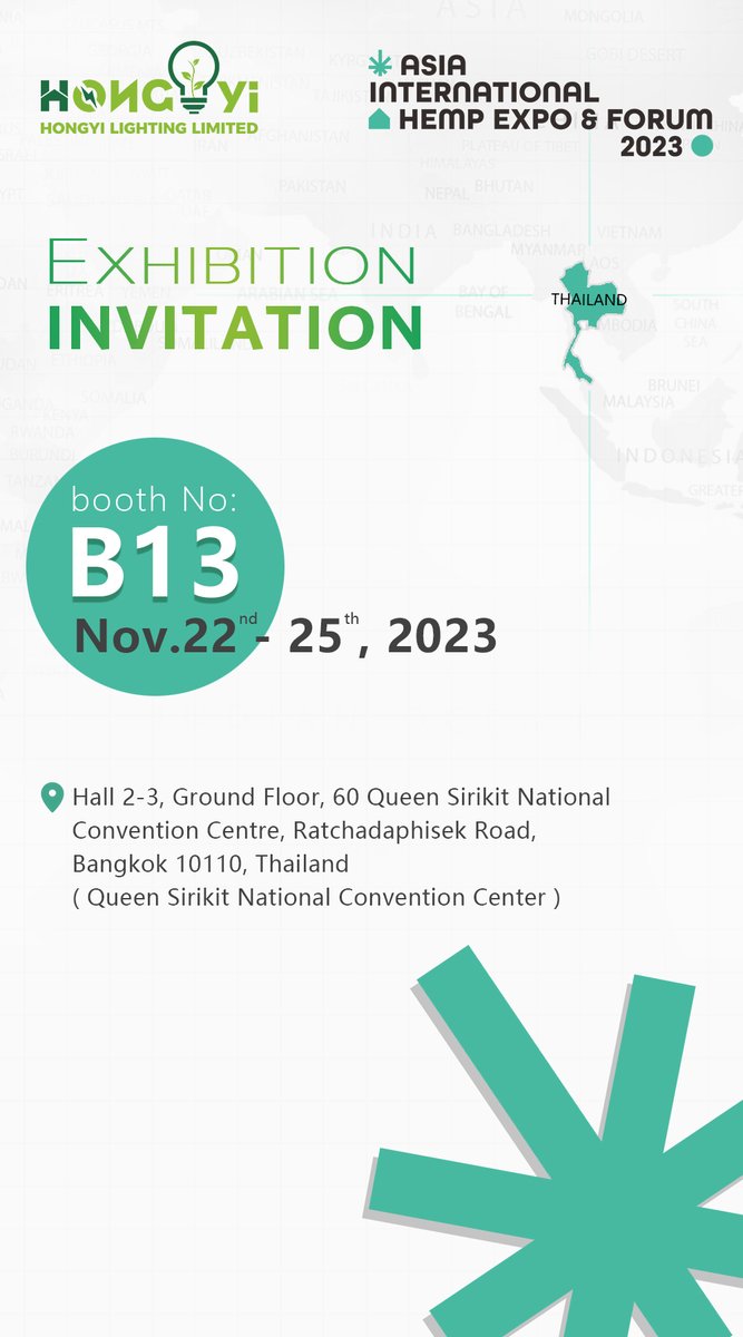 SumerZhong's tweet photo. Asia International Hemp Expo Plan
Welcome to our booth B13 in Thailand

#LedGrowLight #LedGrown #LedGrowers #GrowLed #GrowLights #IndoorFarming #VerticalFarming #VerticalFarm #VerticalGrow #Horticulture #Hydroponics #IndoorFarming #420 #Cultivation #homegrown#Agriculture #grow https://t.co/cXrrtFGN13