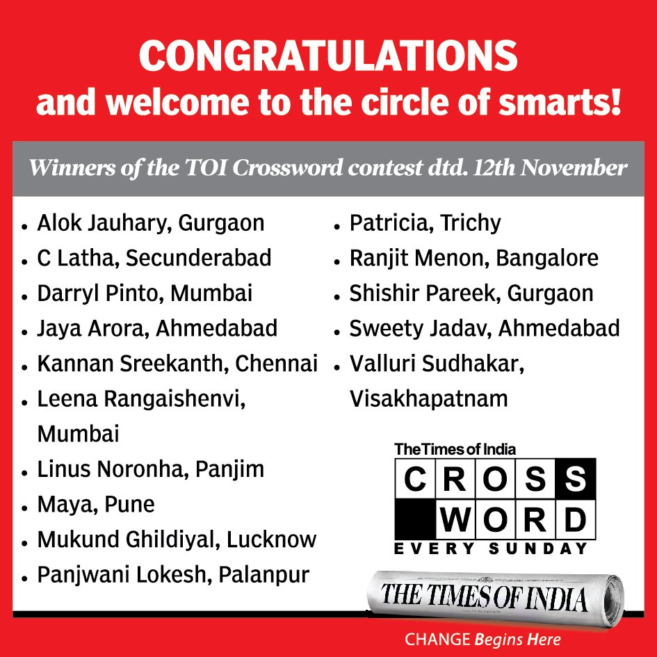 The Times Of India Crossword tweet media