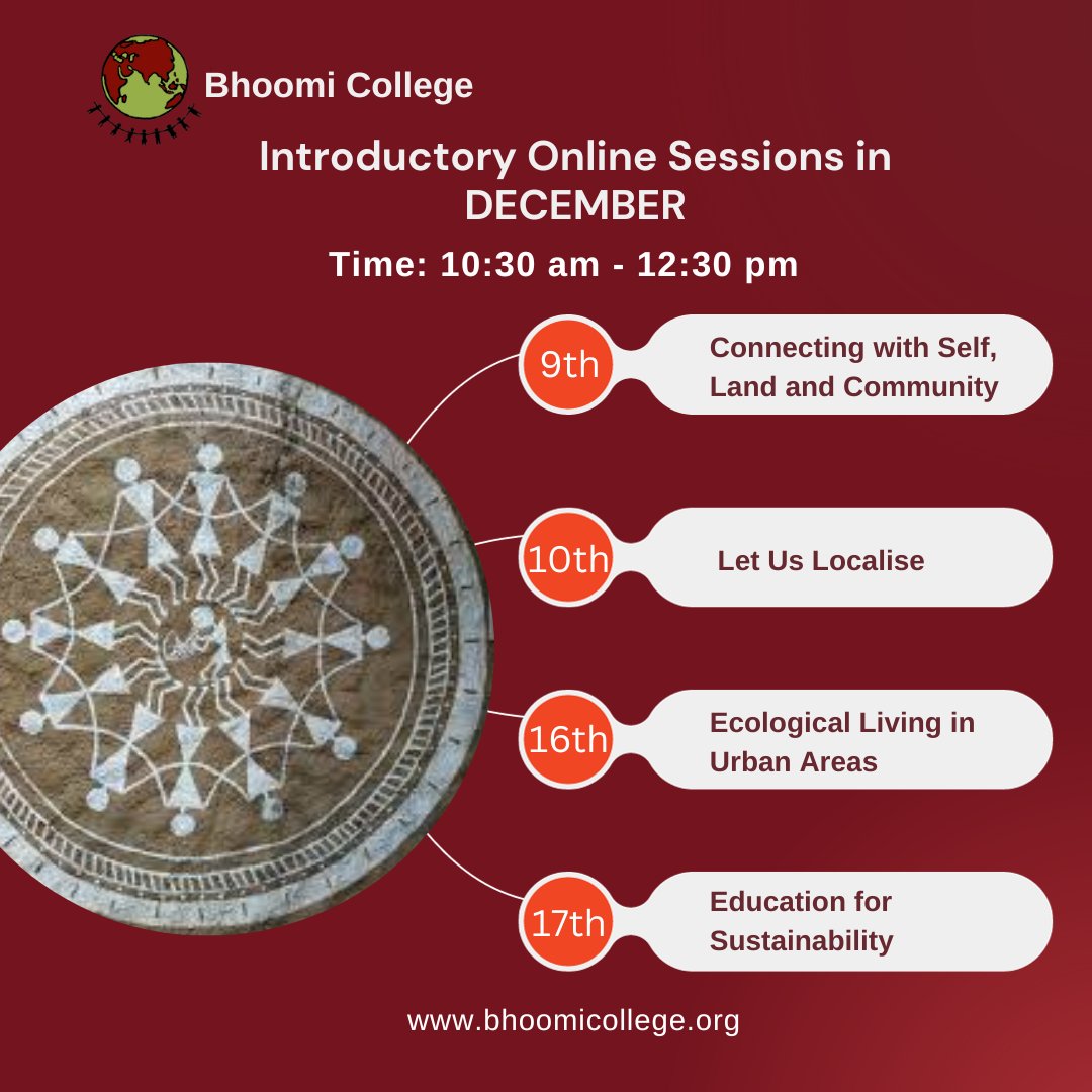 Bhoomi College is offering four free webinars on themes of Sustainable Living and Holistic Education. Register here: forms.gle/doXDqNK97HZXPk…