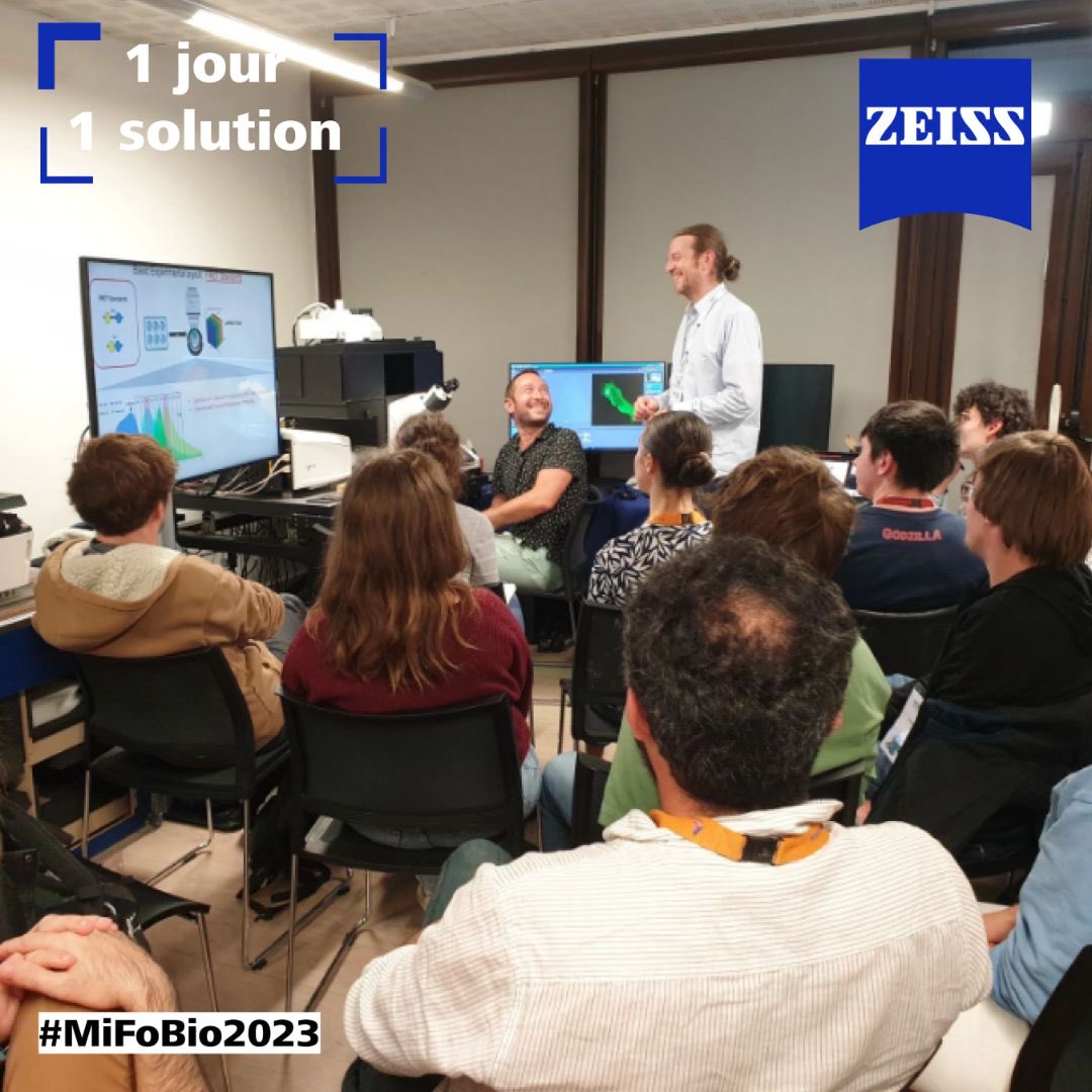 E_ELIAS_Zeiss's tweet photo. #Microscope #ZEISS LSM 980 le système cofoncal haute résolution qui s'adapte à vos échantillons
Obtenez rapidement une imagerie volumétrique et des données reproductibles à partir de faibles signaux. A découvrir à #MiFoBio2023 !
👉https://t.co/iaUZuFZ0x0 
@GDR_ImaBio @zeiss_micro https://t.co/d0cl8VNcve