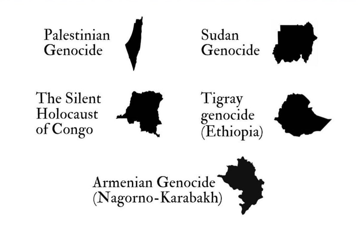 There are currently 5 genocides happening concurrently in #Palestine #Congo #Sudan #Ethiopia #NagornoKarabakh the victims are all powerless against the rich and powerful.