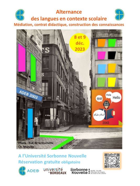 Le prochain colloque de l'<a href="/AdebAssociation/">Association ADEB</a> se tiendra les 8 et 9/12 à Paris. Il accueillera notamment Mariella Causa, Isabelle Léglise, Laurent Gajo, Sophie Babault et Gabriela Steffen. Programme et lien d'inscription : adeb-asso.org/adeb-journee-d…
