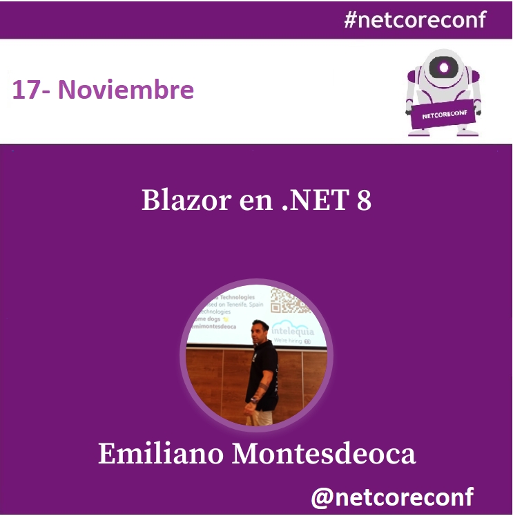 netcoreconf (@netcoreconf) on Twitter photo 📢Sesiones📢
👉🏼 Sala 1 Novedades en Auth en .NET 8 <a href="/hbiarge/">Hugo Biarge</a>
👉🏼 Sala 2 Plugins, Functions y + con Semantic Kernel y Open AI <a href="/luismanez/">Luis Mañez</a> & <a href="/olgaamarti/">Olga</a>
👉🏼 Sala 3 Blazor en NET 8 <a href="/emimontesdeocaa/">Emiliano Montesdeoca</a>
👉🏼 Sala 4 Dynamics 365 F&O y Azure API Management Adrià Ariste & <a href="/juanan169/">Juan Antonio Tomás</a>
📅 12:20 📢Sesiones📢
👉🏼 Sala 1 Novedades en Auth en .NET 8 <a href="/hbiarge/">Hugo Biarge</a>
👉🏼 Sala 2 Plugins, Functions y + con Semantic Kernel y Open AI <a href="/luismanez/">Luis Mañez</a> & <a href="/olgaamarti/">Olga</a>
👉🏼 Sala 3 Blazor en NET 8 <a href="/emimontesdeocaa/">Emiliano Montesdeoca</a>
👉🏼 Sala 4 Dynamics 365 F&O y Azure API Management Adrià Ariste & <a href="/juanan169/">Juan Antonio Tomás</a>
📅 12:20