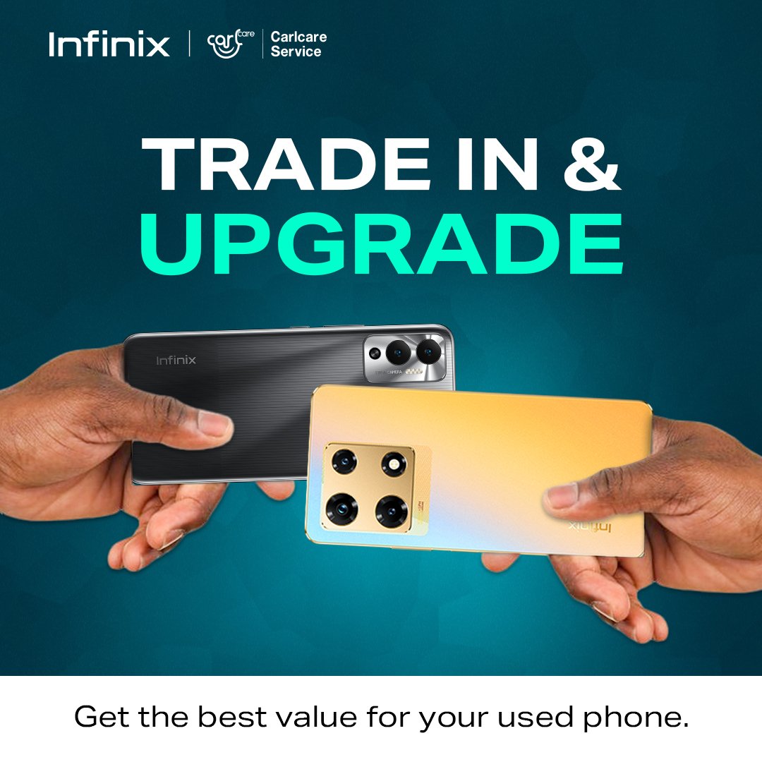 InfinixKenya's tweet photo. Wadau you can now trade in your old Infinix phone for a brand NEW one.

Click https://t.co/gAIYIAQXPU to find a Carlcare Service center near you &amp; get this deal. 
#TenjeNiInfinix https://t.co/OcHkgfByeg