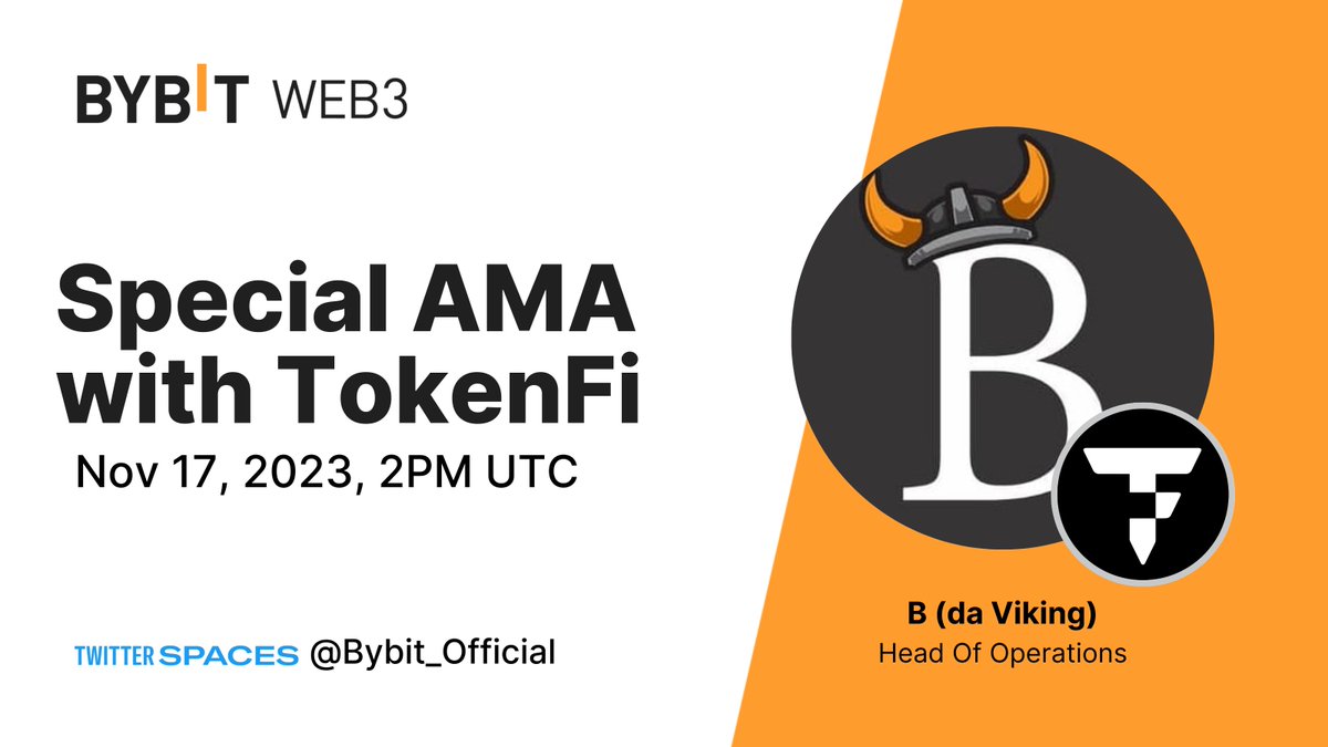 Bybit_Official's tweet photo. 🔥 Bybit X @tokenfi Telegram AMA

💯 Are you guys ready to learn more about TokenFi? 

📆 Join our telegram AMA with B (da Viking) at 2PM UTC on Nov 17, 2023.

👉 Submit your question here to win some USDT bonuses: https://t.co/QnXsnf29n8

#TheCryptoArk https://t.co/VFBgi2J73K