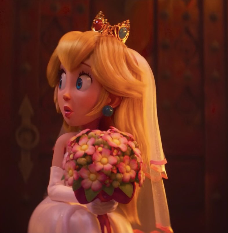 mario bros movie princess peach wedding dress movie Princess Peach Wedding Doll Walks Up in Super Mario Bros Movie