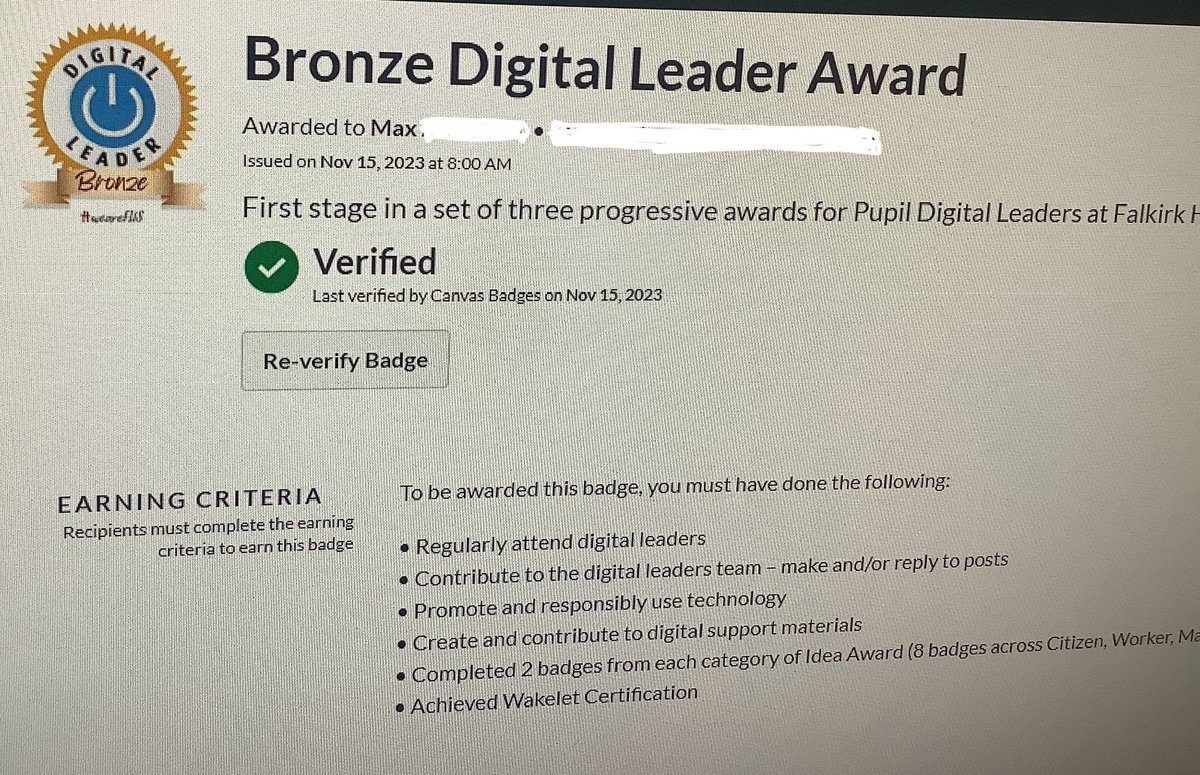 FHSDigiLeaders's tweet image. Congratulations to Max A in S2 who achieved his @FalkirkHigh Bronze Digital Leaders Badge 🥳🎉

First pupil this session to gain one, wonder which Digital Leader will be next?

#weareFHS #weareAmbitious #FHSDigiLearn @FHS_Success