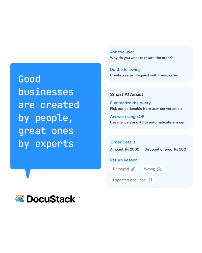DocuStack's tweet photo. 🧵 Why is it so hard to have all contact centre agents as experts? Something we have seen while building docustack. https://t.co/d3HTx59MnN