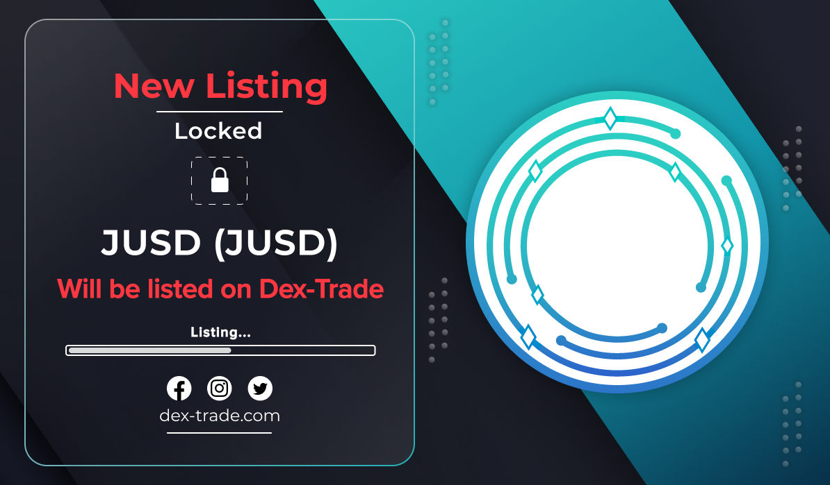 JUSD (JUSD) WILL BE LISTED ON DEX-TRADE 
dex-trade.com/news/jusd-will…
We're excited to announce that a new coin, JUSD (JUSD), will soon be listed on Dex-Trade Exchange! This new coin will be available for trading on our platform in the coming days, and we can't wait for you to try it