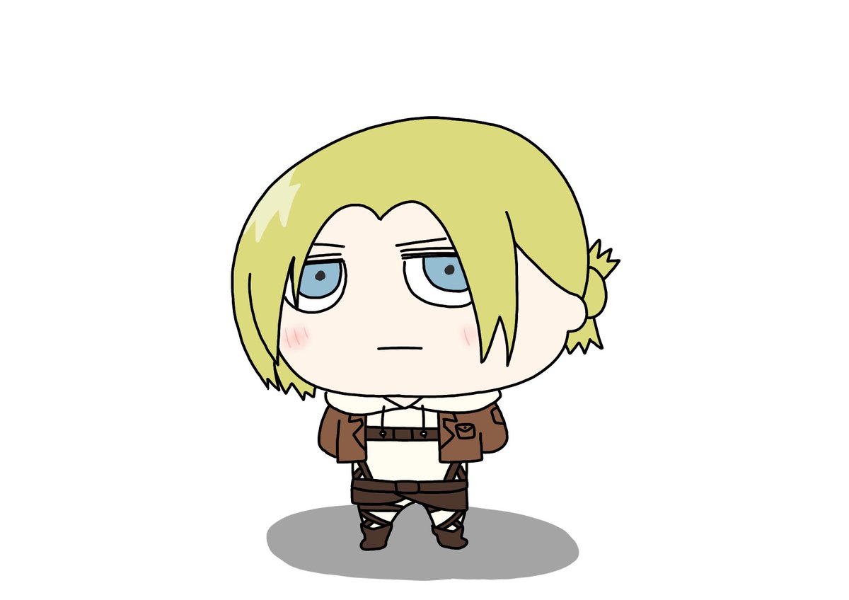 annie leonhardt ,annie leonhart blonde hair 1girl solo chibi blue eyes paradis military uniform uniform  illustration images