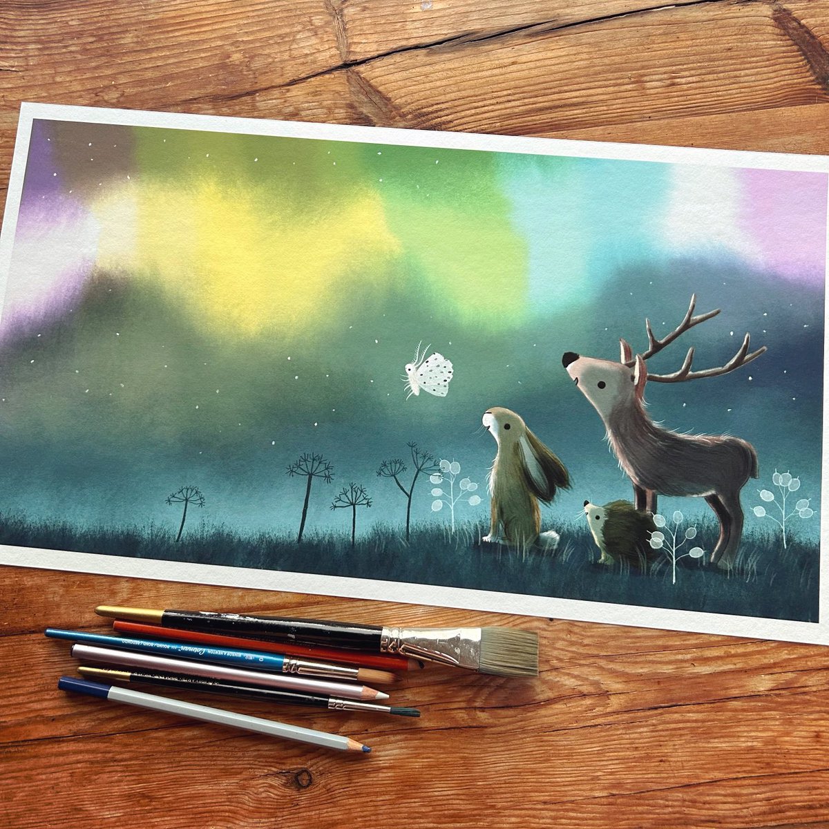 We had some beautiful Northern Lights displays in Northumberland last week. ✨ #illustration