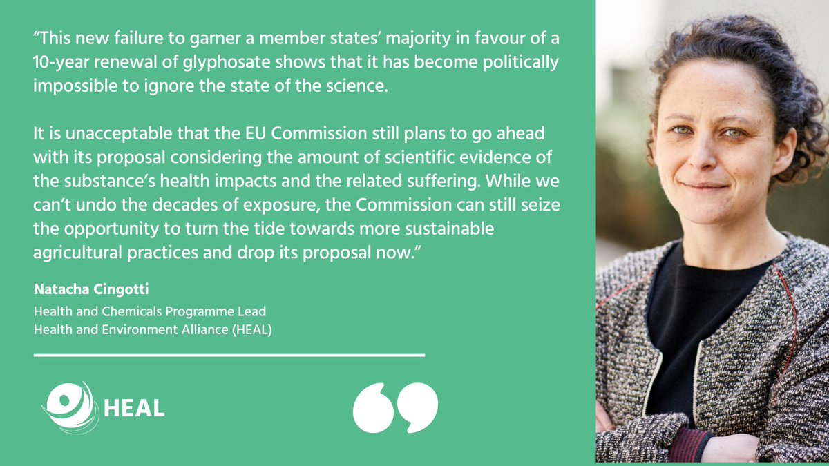 🗨️ “It is unacceptable that the @EU_Commission still plans to go ahead with its proposal, considering the amount of scientific evidence of #glyphosate’s health impacts,” says HEAL's @c_natacha.

➡️ Read more: bit.ly/3G0rIqH

#StopGlyphosate