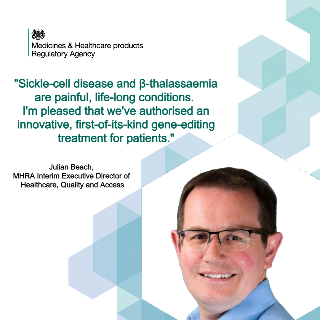 📢 We’ve authorised a new treatment for sickle-cell disease and transfusion-dependent β-thalassemia for patients aged 12 and over, after rigorous assessment of its safety, quality, and effectiveness. 📢
 
Read more here 🔗 bit.ly/3stHAz8
