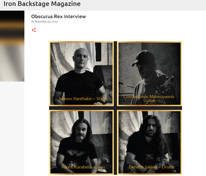 Obscurus_Rex's tweet photo. #PanosKarabelas of #ObscurusRex was interviewed by the #German #IronBackstageMagazine about the #band, its debut EP “#StandUpandBeCounted”, the dynamics of the band, hidden meanings, future plans and all sorts of interesting things.
https://t.co/Qdj3iltIXo https://t.co/Eig6hzsWHn