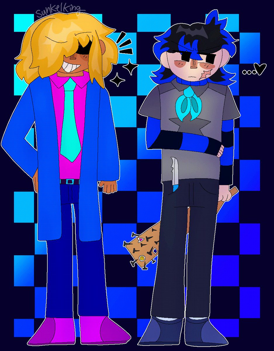 SunKelKing's tweet photo. the #omorarepairweek23 prompt for today was either headspace or au so i chose au. basically just au where sunny is hooligans leader or whatever instead of aubs. i thought blue would look cool w sunnys hair. no this will not be a full fledged au LMAO #omorisunbleached #omorifanart https://t.co/WpUtMzpsXa